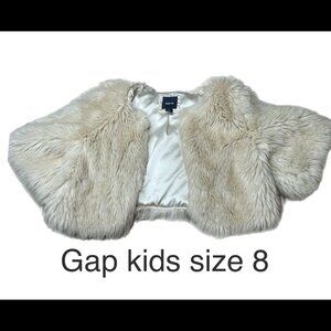 Gap Kids white furry cropped bolero size 8
